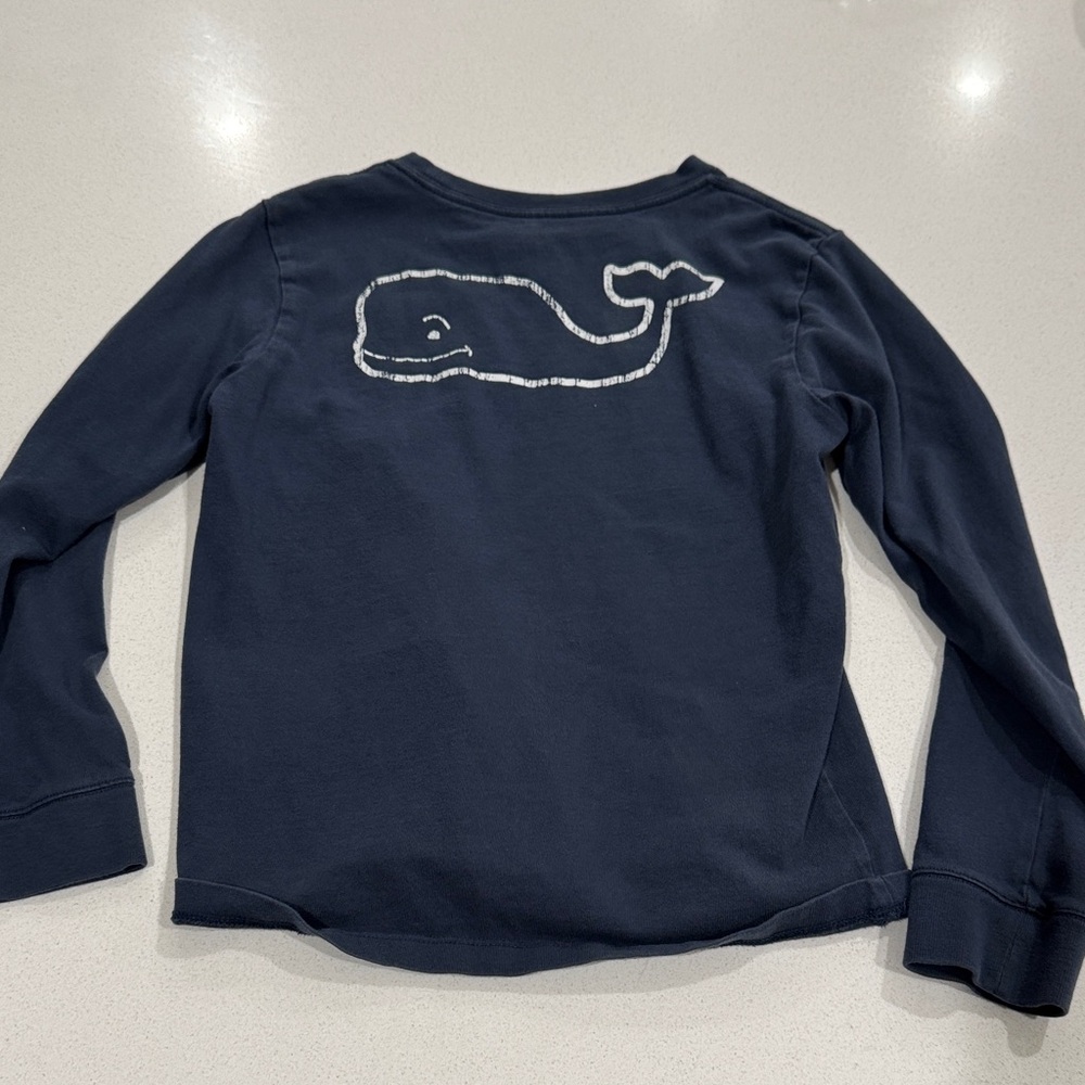 Vineyard Vines Dark Blue Long Sleeve Tee with Whale Graphic